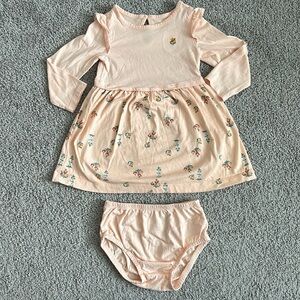 Carters Baby Girl Long Sleeve Floral Dress with diaper cover Size 18 months